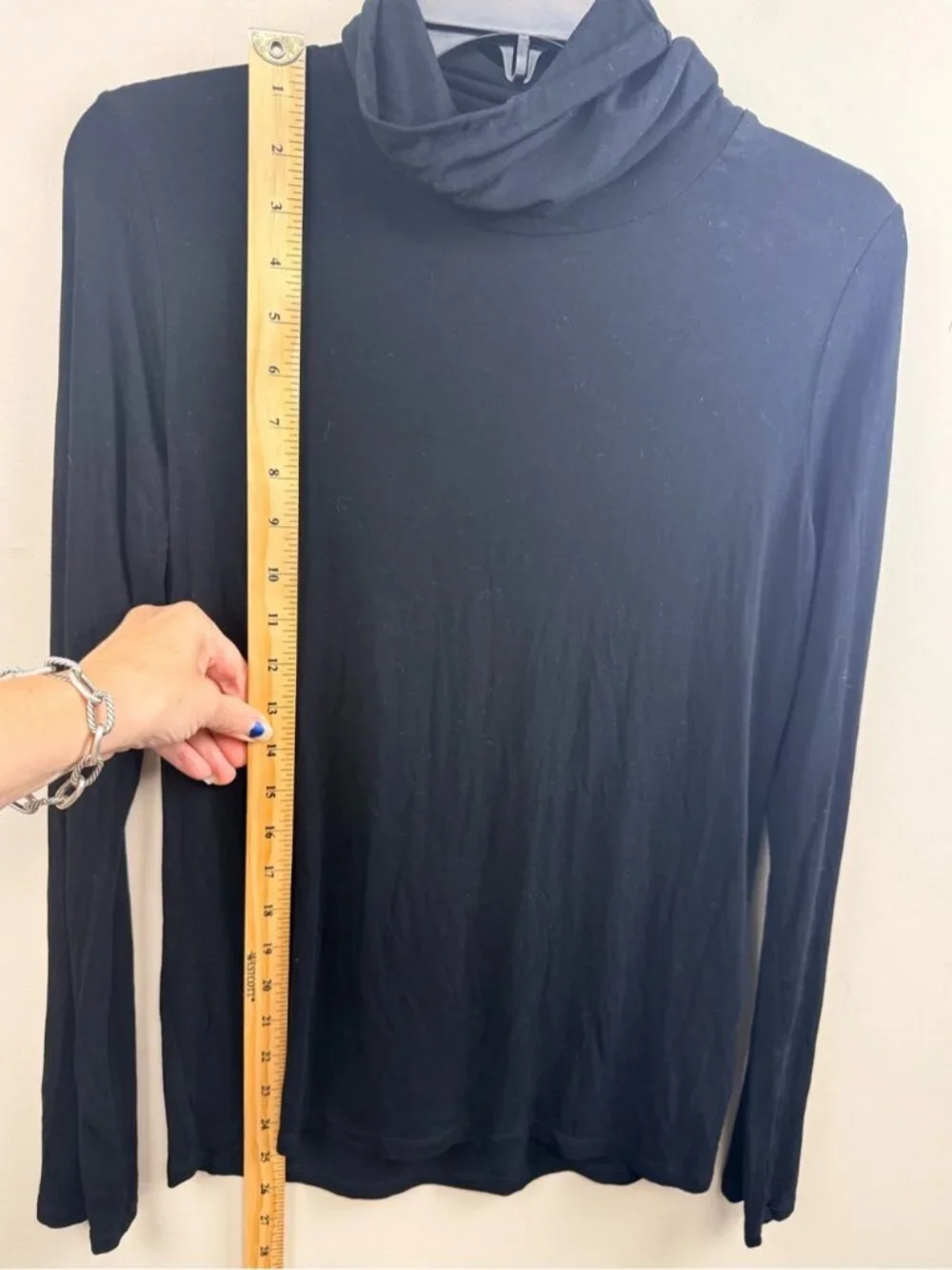 Majestic filatures black soft touch high neck fitted